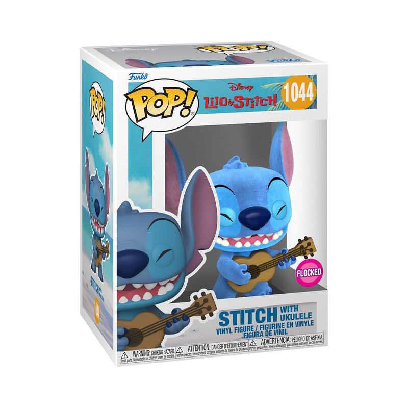 Lilo & Stitch Stitch with Ukelele Flocked Funko Pop! Vinyl Figure #1044 and Adult Pop! T-Shirt 2-Pack (Size L)