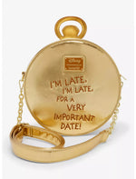 Loungefly Disney Alice in Wonderland White Rabbit Pocket Watch Figural Crossbody Bag