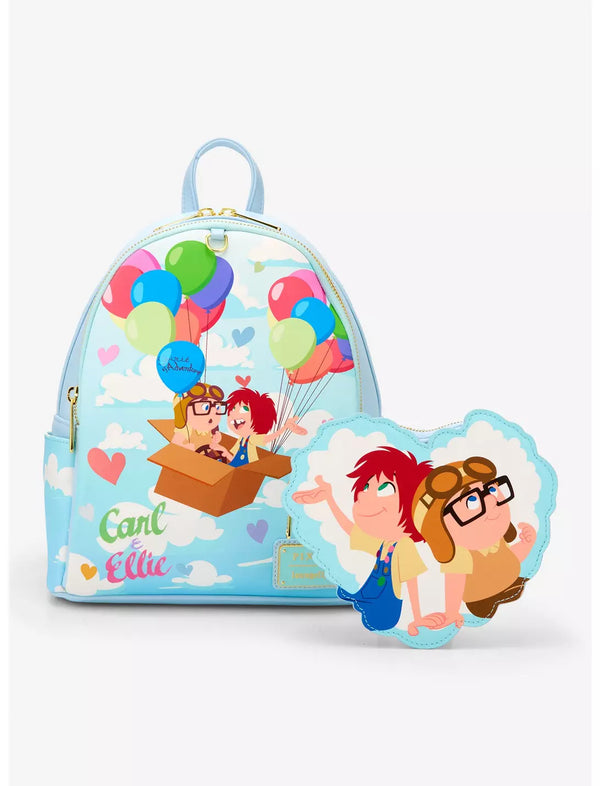 Loungefly Disney Pixar Up Carl & Ellie Balloon Mini Backpack with Coin Purse (BoxLunch 10th Anniversary Edition)