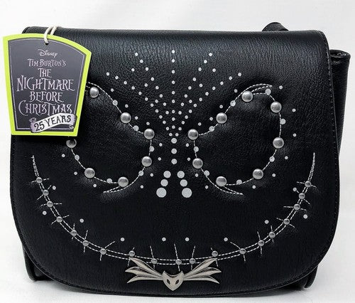 LOUNGEFLY THE NIGHTMARE BEFORE CHRISTMAS: JACK STUDDED FLAP CROSSBODY BAG