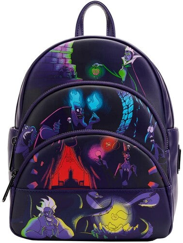 LOUNGEFLY DISNEY: VILLAINS TRIPLE POCKET GLOW IN THE DARK MINI BACKPACK