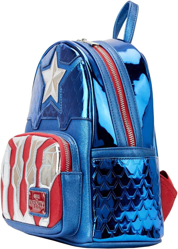 Loungefly Marvel Shine Captain America Double Strap Shoulder Bag