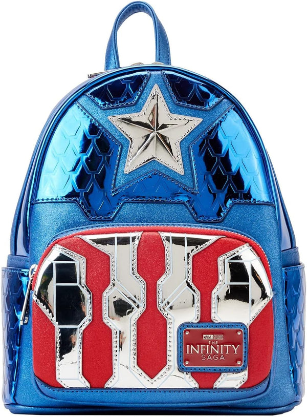 Loungefly Marvel Shine Captain America Double Strap Shoulder Bag