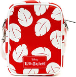 DISNEY BAG AND WALLET COMBO, LILO AND STITCH LILO HULA POSE AND DRESS PRINT RED, VEGAN LEATHER