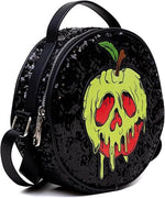 Disney Bag Crossbody - Snow White Poison Apple Glows in the Dark Applique Black Sewuin