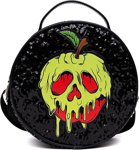 Disney Bag Crossbody - Snow White Poison Apple Glows in the Dark Applique Black Sewuin