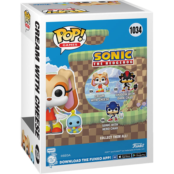 Sonic The Hedgehog Cream Funko Pop! Vinyl Figure with Cheese Buddy #1034