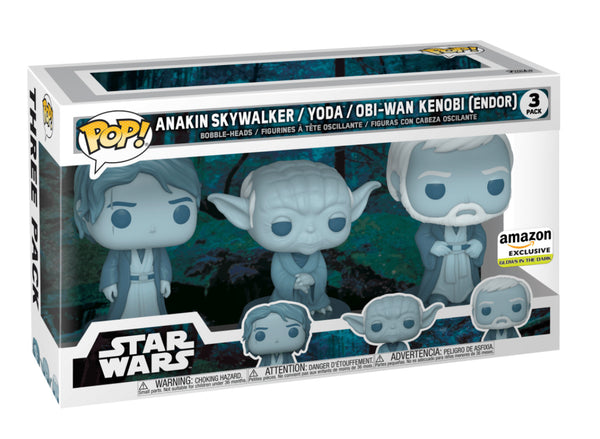 Star Wars 3-Pack Anakin Skywalker / Yoda / Obi-Wan Kenobi [Endor] Amazon Exclusive GITD