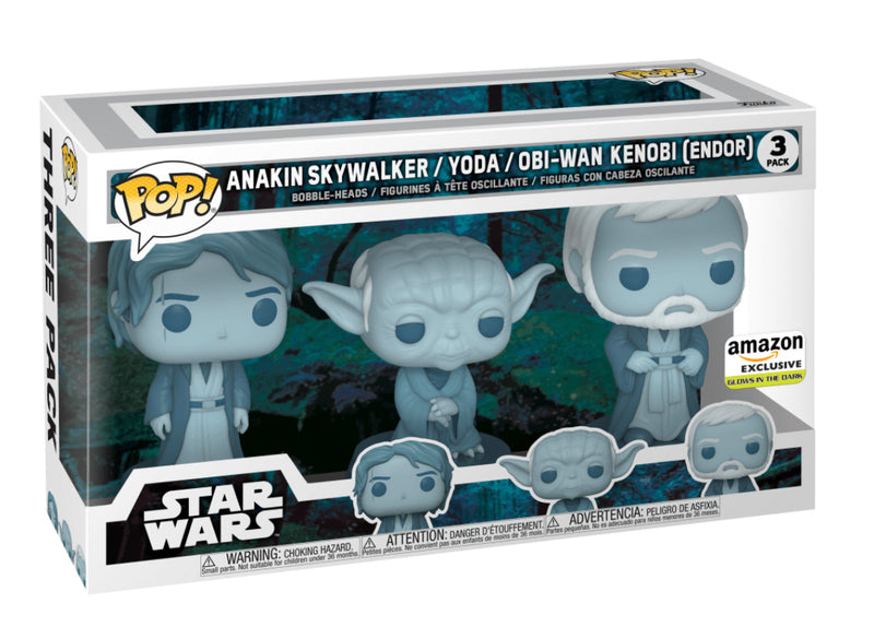 Star Wars 3-Pack Anakin Skywalker / Yoda / Obi-Wan Kenobi [Endor] Amazon Exclusive GITD