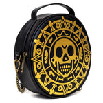 PIRATES OF THE CARIBBEAN DEAD MEN TELL NO TALES WITH AZTEC COIN FACE BLACK CROSSBODY BAG