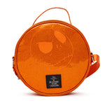 ROUND CROSSBODY BAG - THE NIGHTMARE BEFORE CHRISTMAS PUMPKIN KING FACE AND JACK EXPRESSION ORANGE GLITTER VINYL