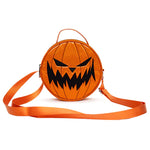 ROUND CROSSBODY BAG - THE NIGHTMARE BEFORE CHRISTMAS PUMPKIN KING FACE AND JACK EXPRESSION ORANGE GLITTER VINYL