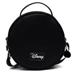 ROUND CROSSBODY BAG - MUMMY MICKEY MOUSE GLOW IN THE DARK SMILING EXPRESSION APPLIQUE BLACK