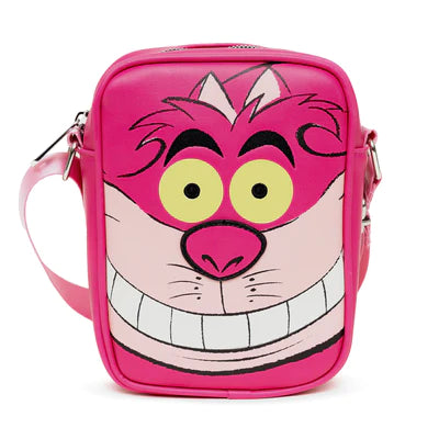 CROSSBODY BAG - ALICE IN WONDERLAND'S CHESHIRE CAT CHARACTER FACE CLOSE-UP WITH GITD EYES GREEN