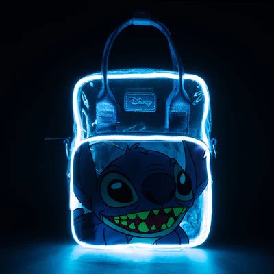 CLEAR LIGHT-UP CROSSBODY BAG WITH HANDLES - LILO & STITCH STITCH SMILING EXPRESSION