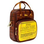 WILLY WONKA GOLDEN TICKET TEXT AND WONKA BAR CROSSBODY BAG w/HANDLES
