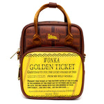 WILLY WONKA GOLDEN TICKET TEXT AND WONKA BAR CROSSBODY BAG w/HANDLES