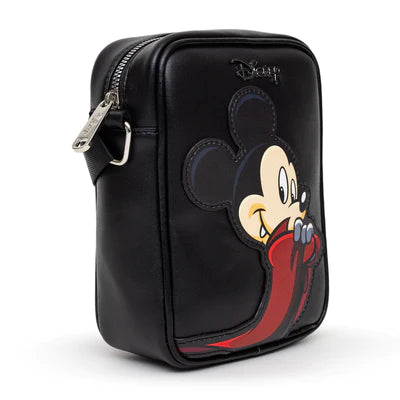 CROSSBODY BAG - DISNEY HALLOWEEN MICKEY MOUSE AND PLUTO DRACULA POSES BLACK