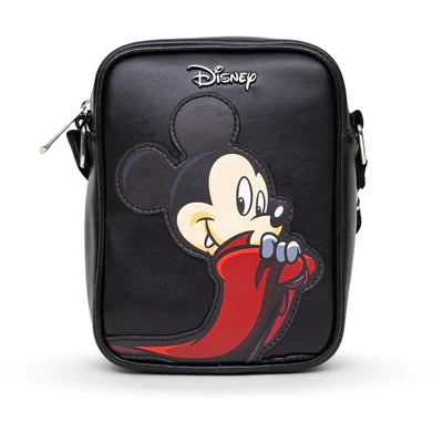 CROSSBODY BAG - DISNEY HALLOWEEN MICKEY MOUSE AND PLUTO DRACULA POSES BLACK