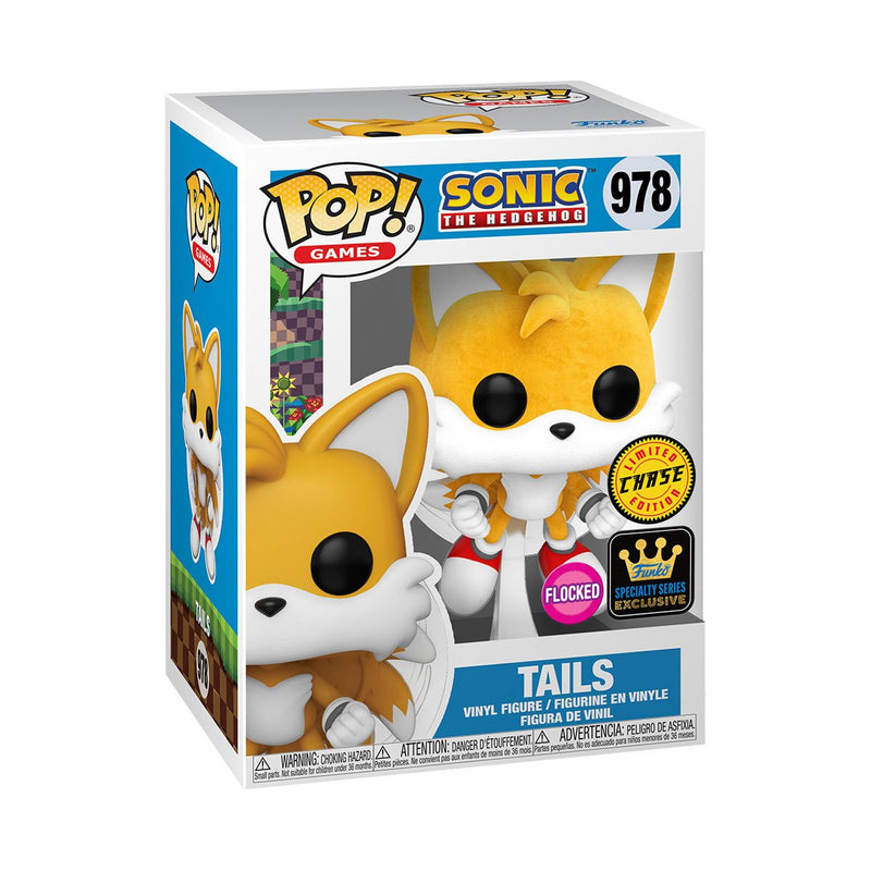 Sonic the Hedgehog Tails Flying Funko Pop! Vinyl Figure (Specialty Series Flocked) CHASE #978