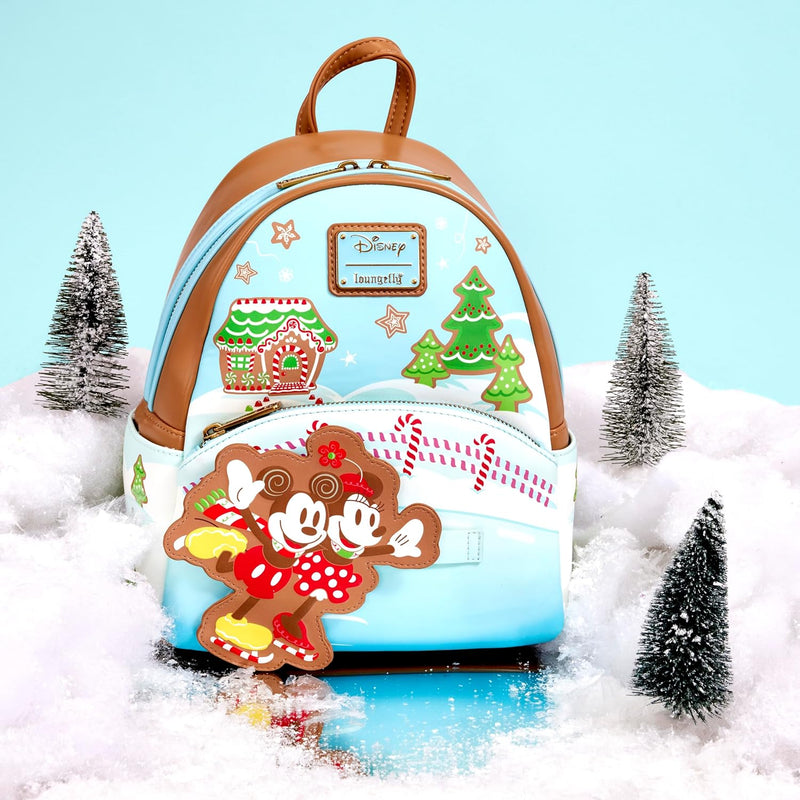 Loungefly Disney Mickey and Minnie Ice Skating Holiday Backpack
