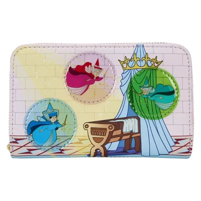 Loungefly Disney Sleeping Beauty 3 Good Fairies Stained Glass Zip Wallet