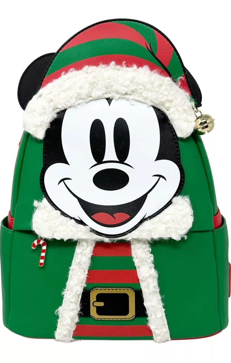 Loungefly Disney Mickey Mouse Elf Holiday Christmas Backpack
