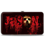Hinged Wallet - Friday the 13th JASON Mask Splatter + Jason Walking Pose Black/Reds