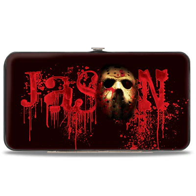 Hinged Wallet - Friday the 13th JASON Mask Splatter + Jason Walking Pose Black/Reds