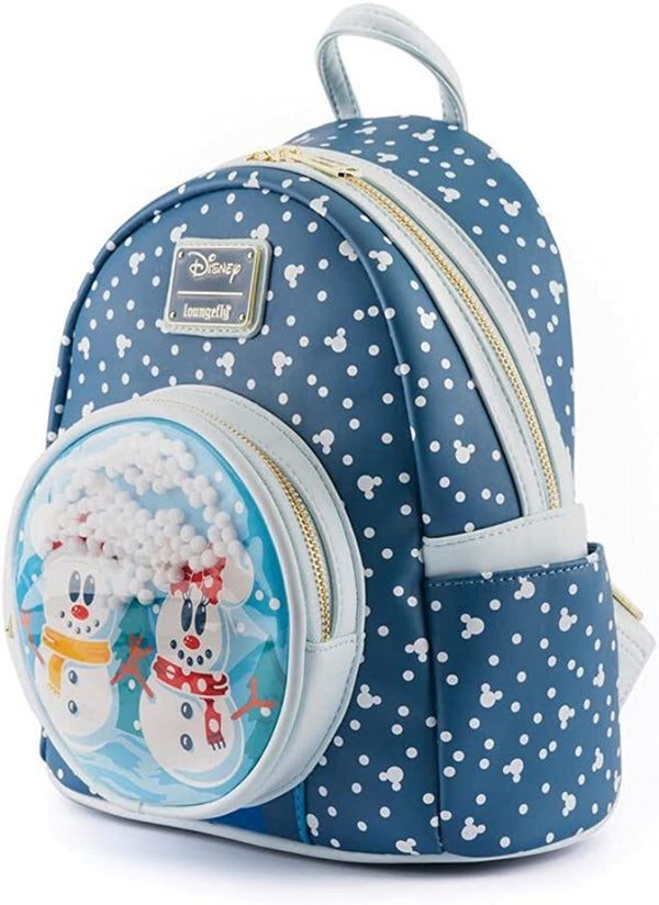 Loungefly Disney Snowman Mickey Minnie Snow Globe Mini Backpack