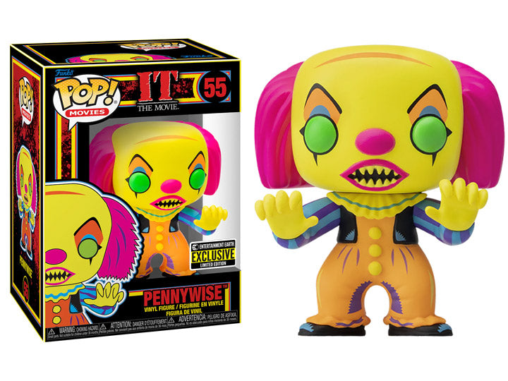 IT Pennywise Black Light Pop! Vinyl Figure - Entertainment Earth Exclusive #55