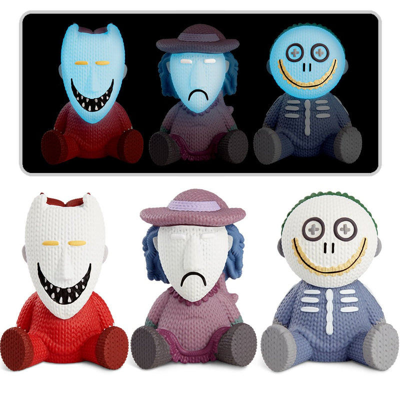 The Nightmare Before Christmas Lock, Shock, and Barrel Glow-in-the Dark Handmade By Robots Vinyl Figure Set of 3