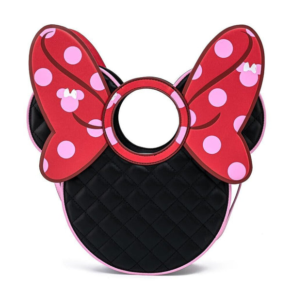 Loungefly Disney Minnie Mouse Quilted Bow Head Large Crossbody Bag