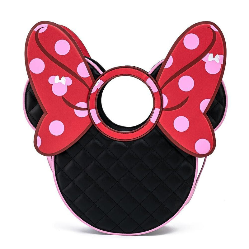 Loungefly Disney Minnie Mouse Quilted Bow Head Large Crossbody Bag