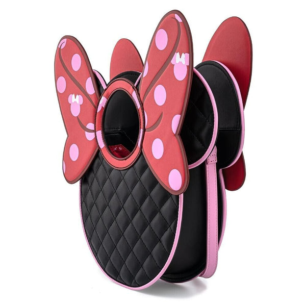 Loungefly Disney Minnie Mouse Quilted Bow Head Large Crossbody Bag